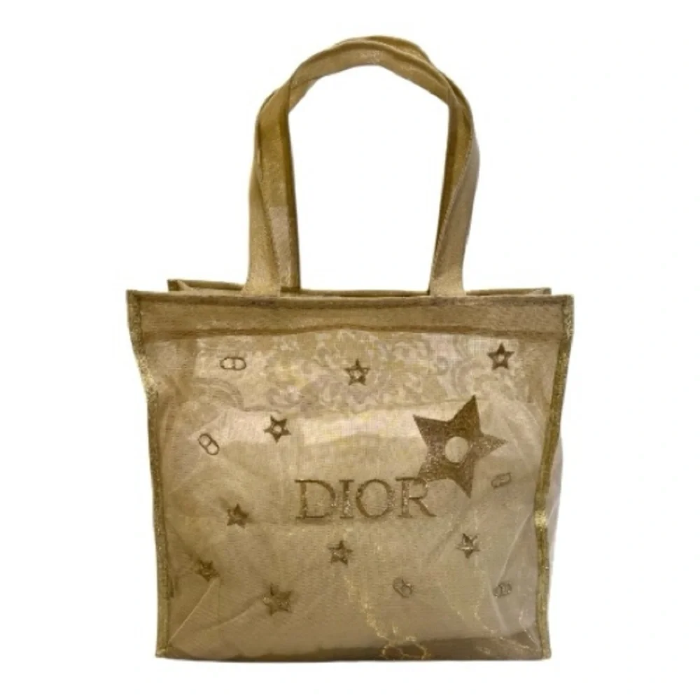 Dior Metallic Gold Star Mesh Tote - Picture 1 of 13